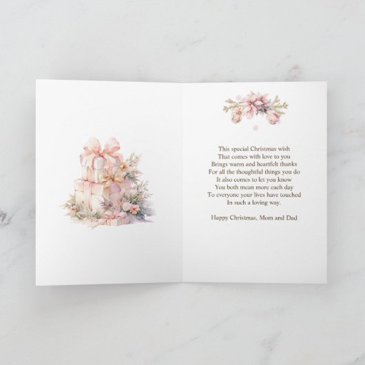 Kerstmis open haard Mam & Pap Feestdagen Kaart (Binnen)