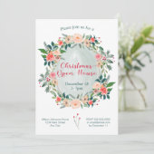 Kerstmis Open House Winter Floral Kaart (Staand voorkant)