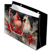 Kerstmis - Opvallend paar kardinalen Groot Cadeauzakje (Voorkant Gekanteld)