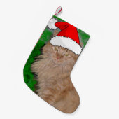 Kerstmis Oranje Tabby Cat Kleine Kerstsok (Voorkant (Hangend))