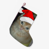 Kerstmis Oranje Tabby Kitten Kleine Kerstsok (Voorkant (Hangend))