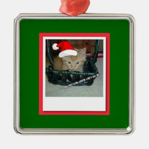 Kerstmis Oranje Tabby Kitty Cat Metalen Ornament