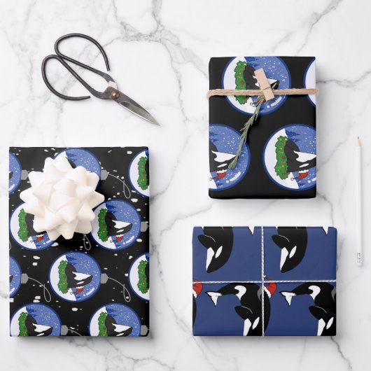 Kerstmis Orca Killer Whale Inpakpapier Vel (Voorkant)