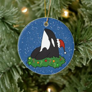 Kerstmis Orca Killer Whale Keramisch Ornament