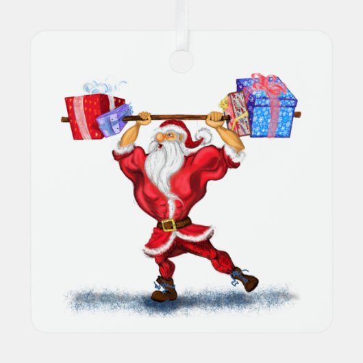 Kerstmis Ornament Grappige Bodybuilder Santa Gift (Voorkant)