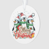 Kerstmis, ornamenten met pinguïns 05 (voorkant)