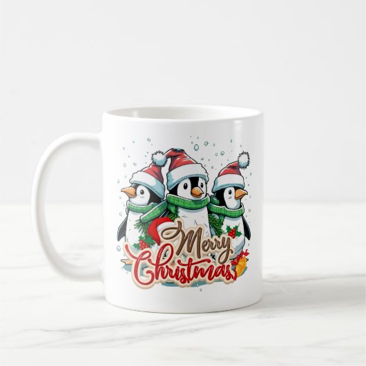 Kerstmis, ornamenten met pinguïns 05 koffiemok (Links)