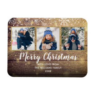 Kerstmis Oude Houten Stijl 3 Foto Magneet