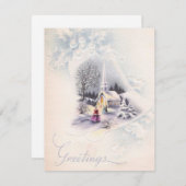 Kerstmis Oude Kerkklok Groeten in de Winter Feestdagenkaart (Voorkant / Achterkant)