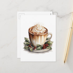 Kerstmis Oudejaars Hot Cocoa Waterverf Feestdagenkaart