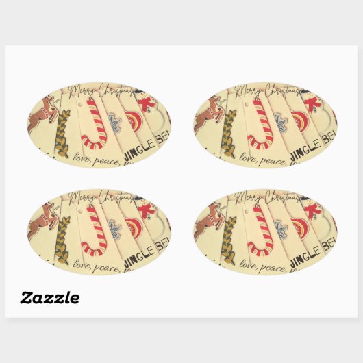 Kerstmis Ovale Sticker (Vel)