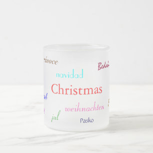 Kerstmis over de hele wereld bevroren ik matglas koffiemok