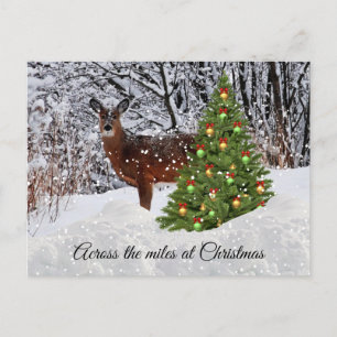 Kerstmis over de mijlen herten sneeuw ansichtkaart briefkaart