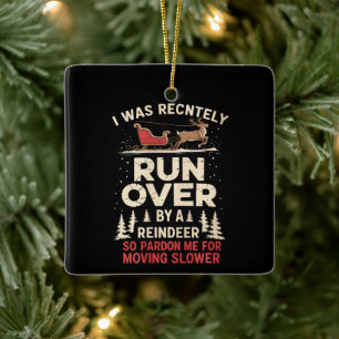 Kerstmis Overreden Door Rendier Grappige Kerstmis Keramisch Ornament