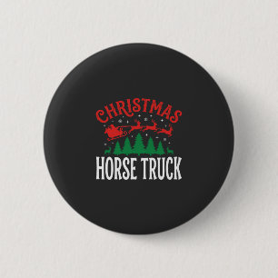 Kerstmis Paard Vrachtwagen Kerstman Slede Ronde Button 5,7 Cm