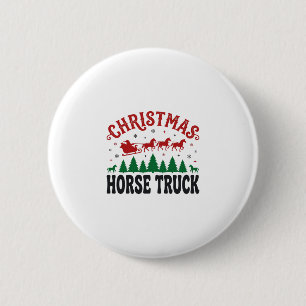 Kerstmis Paard Vrachtwagen Western Kerstman Slede Ronde Button 5,7 Cm