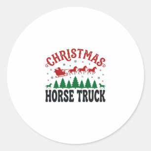 Kerstmis Paard Vrachtwagen Western Kerstman Slede Ronde Sticker