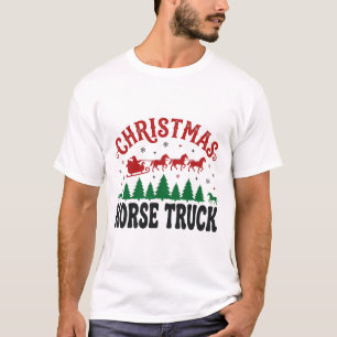 Kerstmis Paard Vrachtwagen Western Kerstman Slede T-shirt