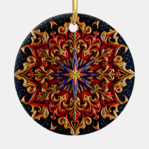 KERSTMIS Paarse Geel Rood Groen 3D Star ~ Keramisch Ornament