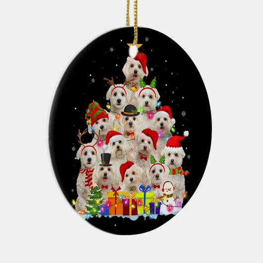 Kerstmis Pajama Maltese boom Xmas cadeaus pap Keramisch Ornament (Rechts)