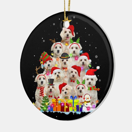 Kerstmis Pajama Maltese boom Xmas cadeaus pap Keramisch Ornament (Links)