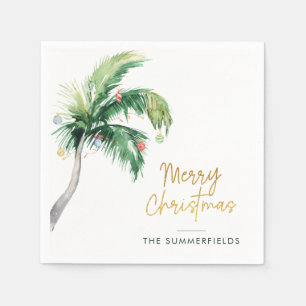 Kerstmis Palmboom Familie Vakantie Papier Servet