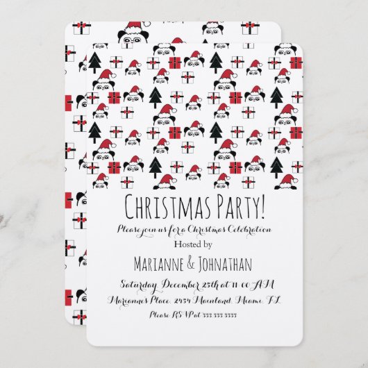 Kerstmis Panda Cadeaus Holiday Trees Kaart (Voorkant / Achterkant)