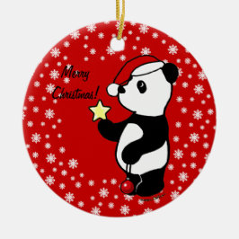 Kerstmis Panda Stocking Keramisch Ornament