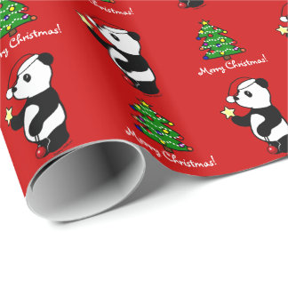 Kerstmis Panda Stocking Red Cadeaupapier