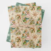 Kerstmis-pastelengelen-inpakpapier uit het midden  inpakpapier vel (In situ)