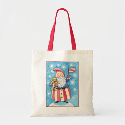 Kerstmis, patriottische kerstman met vlag tote bag (Voorkant)