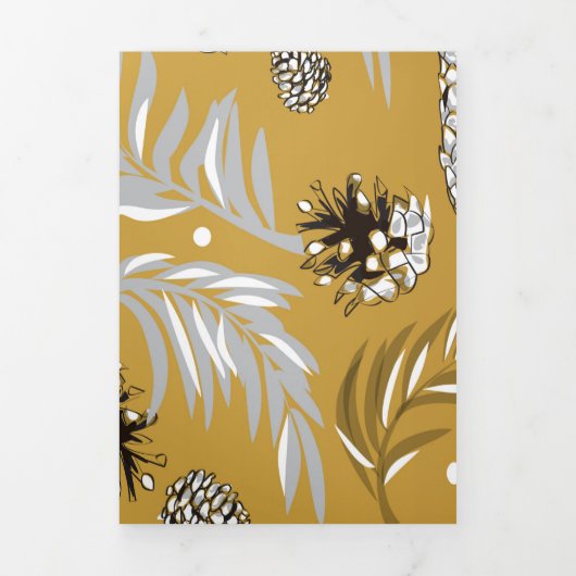 Kerstmis patroon, dennen sneeuw 6 drieluik wenskaart (Cover)