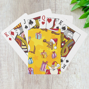Kerstmis patroon met cadeaus en sterren pokerkaarten