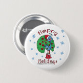 Kerstmis Peacock Ronde Button 5,7 Cm (Voorkant /achterkant)