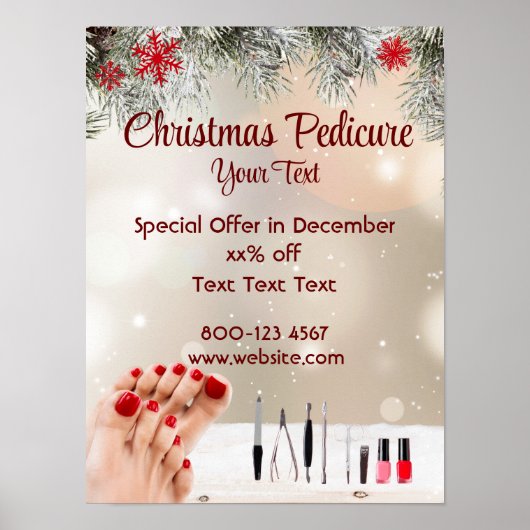 Kerstmis Pedicure Speciale Aanbieding Poster (Voorkant)