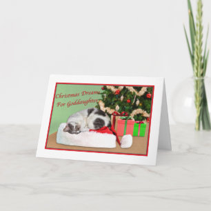 Kerstmis, Peetdochter, het Slapen Kat, het Pet van Feestdagen Kaart