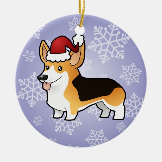 Kerstmis Pembroke Welsh Corgi Keramisch Ornament (Voorkant)