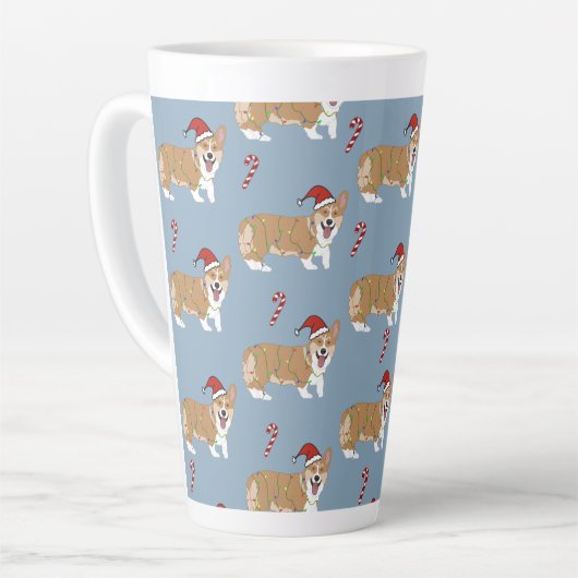 Kerstmis Pembroke Welsh Corgi Latte Mok (Linkerhoek)