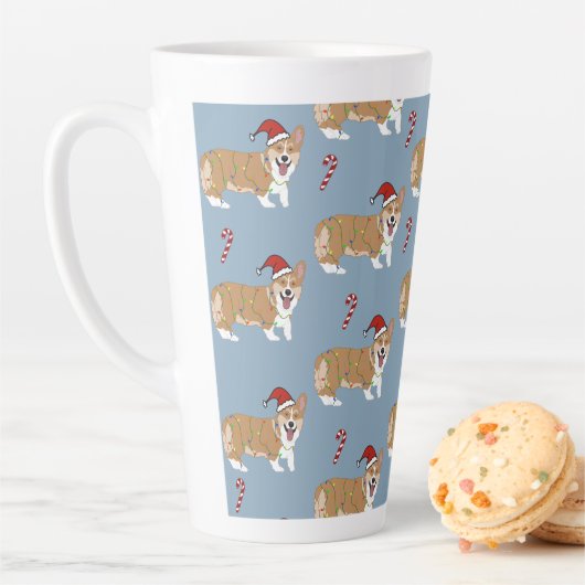 Kerstmis Pembroke Welsh Corgi Latte Mok (In situ)