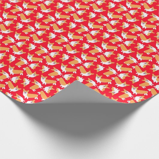 Kerstmis Pembroke Welsh Corgi Puppy Pattern Cadeaupapier (Hoek)