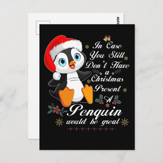 Kerstmis Penguin Gift kerstmis Penguin Briefkaart (Voorkant / Achterkant)