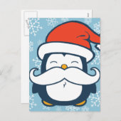 Kerstmis Penguin Mustache Trend Feestdagenkaart (Voorkant / Achterkant)