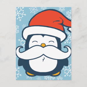 Kerstmis Penguin Mustache Trend Feestdagenkaart