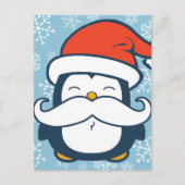 Kerstmis Penguin Mustache Trend Feestdagenkaart (Voorkant)