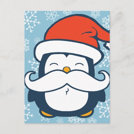 Kerstmis Penguin Mustache Trend Feestdagenkaart (Voorkant)