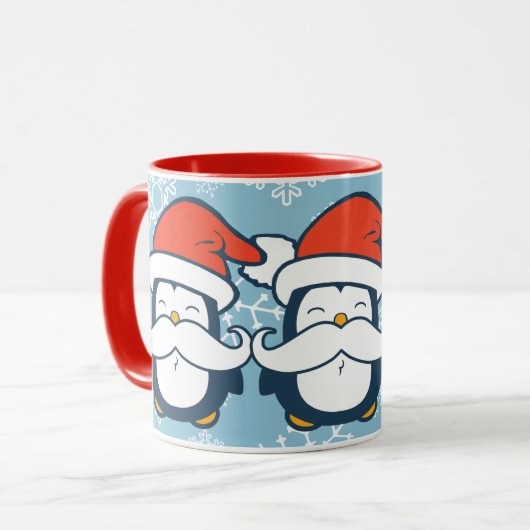 Kerstmis Penguin Mustache Trend Mok (Voorkant links)