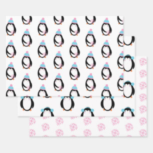 Kerstmis Penguin Snowflakes Whimsical Inpakpapier Vel