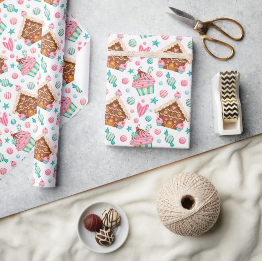 Kerstmis peperkoek en cupcakes cadeaupapier (Crafts)