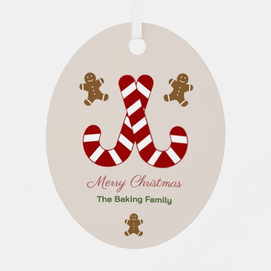 Kerstmis peperkoek Man & Candy Cane Metalen Ornament (Achterkant)