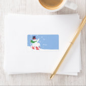 Kerstmis Peppermint Snowman Sticker Gift Label (Insitu)